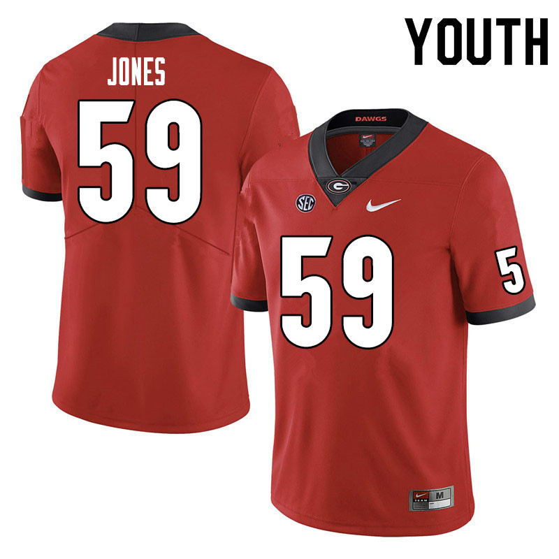 Youth #59 Broderick Jones Georgia Bulldogs College Football Jerseys Sale-Red